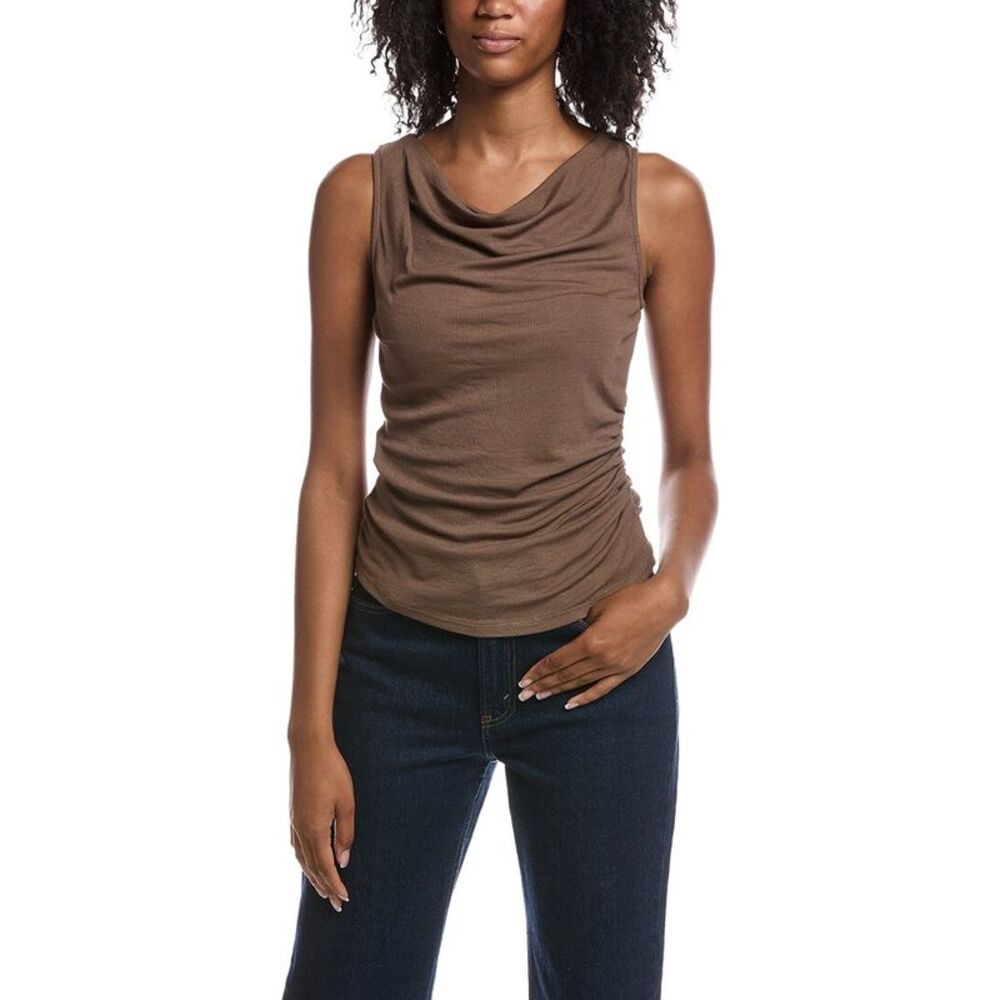 Michael Stars Womens  Jeanette Cowl Neck Tank Top, Brown